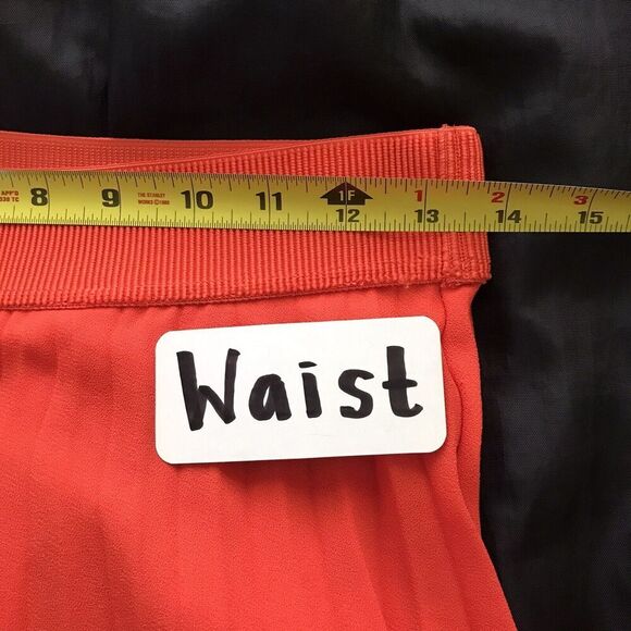 COS Bright Orange Pleated Mid Rise Chiffon Bold Flowy Minimal Midi Skirt - 38 S - Picture 4 of 7